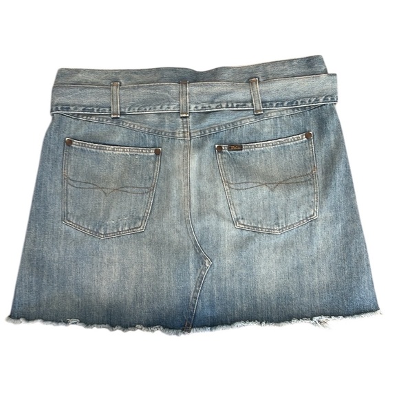 Polo Ralph Lauren for Europe Belted 4-pocket Distressed Denim Skirt (waist 35”) - Picture 2 of 6